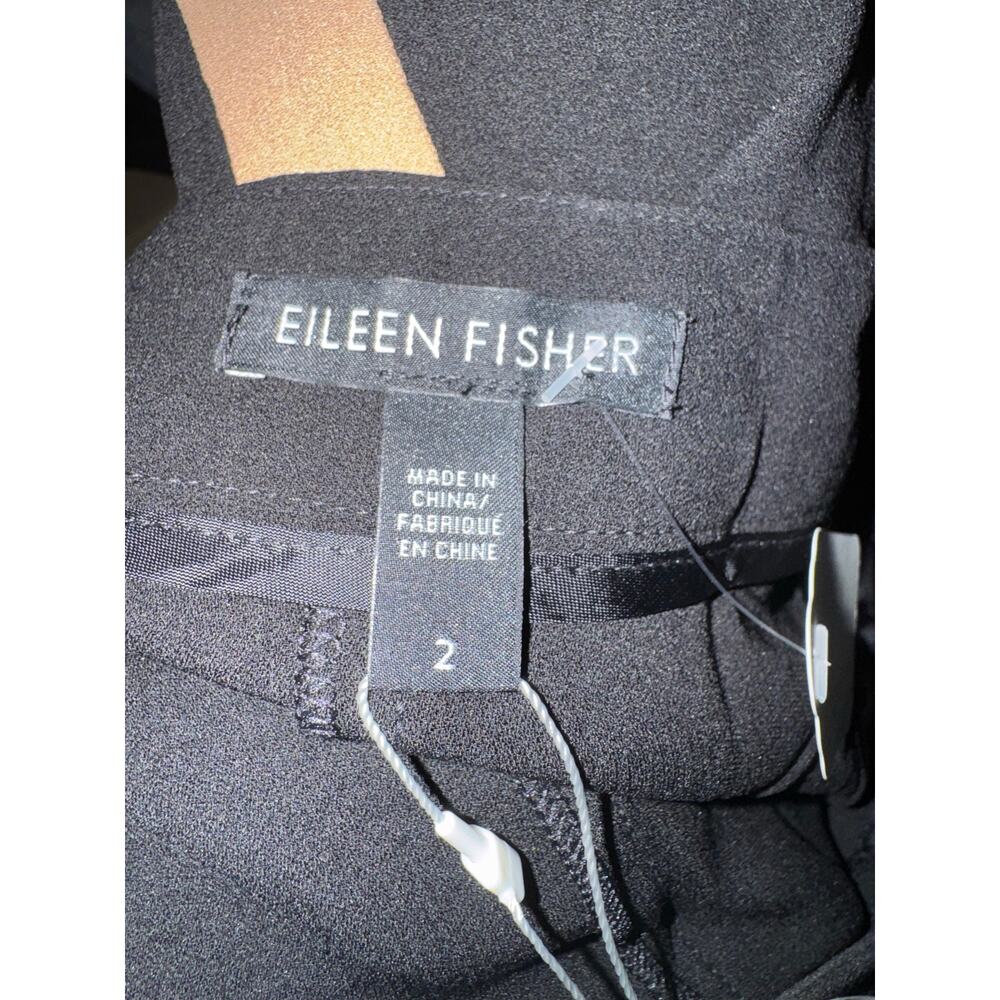 EILEEN FISHER Silk Georgette Crepe NWT $298 Straight Racing Stripe Pants Size 2 - Picture 8 of 9